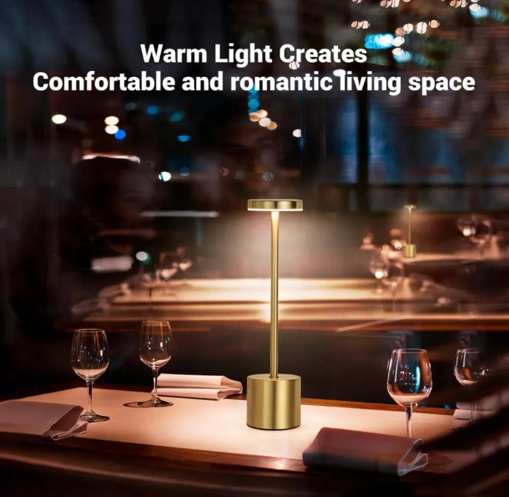 Simple LED Rechargeable Touch Metal Table Lamp Three Colors Bedside Creative Ambient Light Bar Outdoor Decoration Night Light Si(Golden)