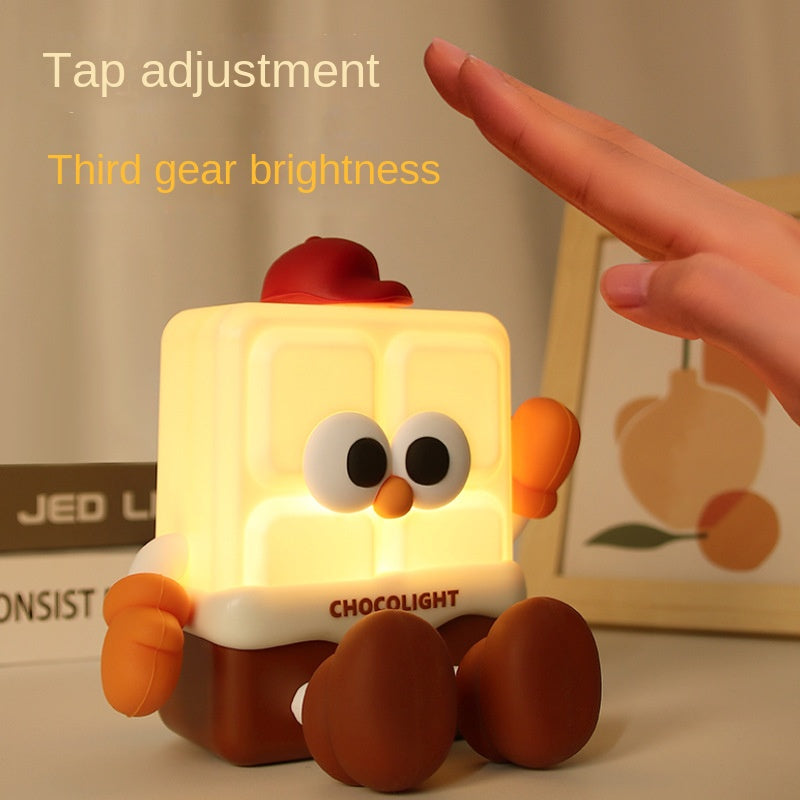 Chocolate Night Light,Cute LED Chocolate Lamp,Rechargeable Bedside Tap Lamp with Touch Sensor,Funny Office Desk Decor