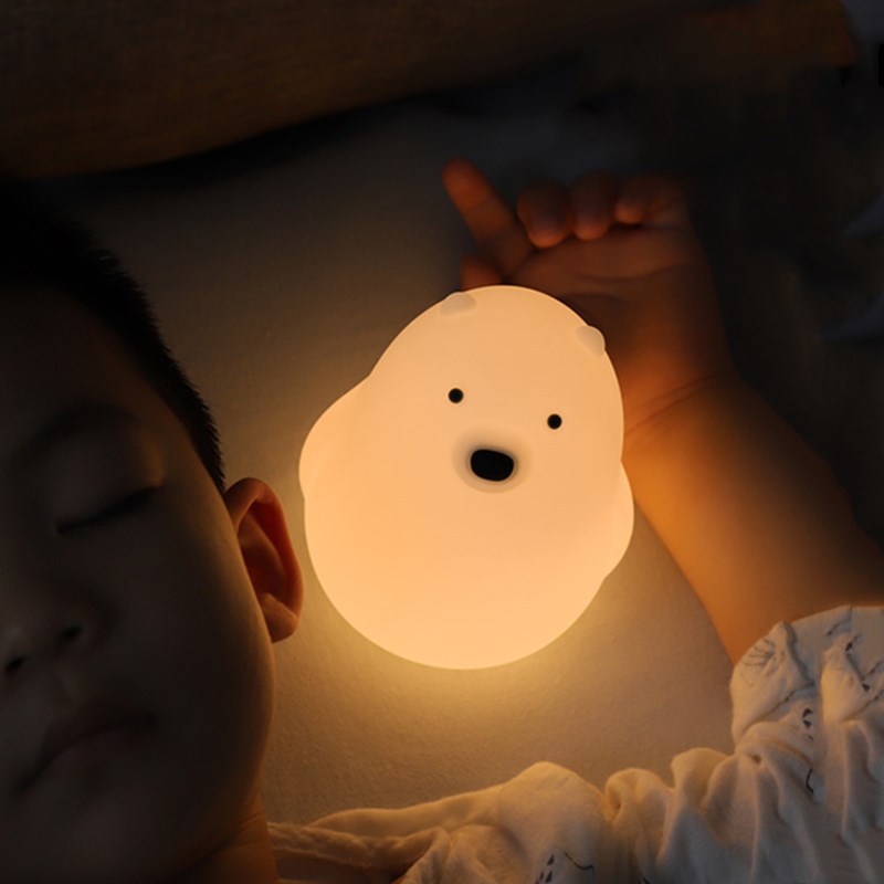 Cute White Bear Night Lights for Kids, USB Rechargeable Silicone Lamps with Touch Sensor, Timer Auto Shutoff, Bedroom Decor for Gifts Girls Kids Night Lights White(Color:White)