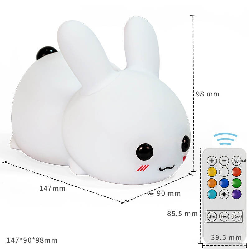 Silicone Night Light - Cute Bunny Lights for Kids Bedroom Baby Nursery, Girls or Boys -Portable USB Rechargeable Soft LED Lamp with Sensitive Touch Control - Snow White Bunny Lamp