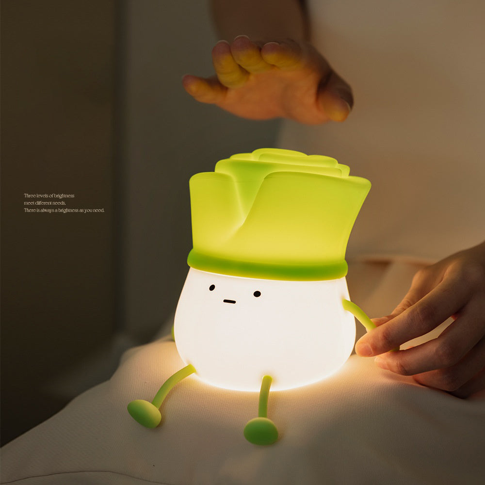 Chives Silicone Pat Light USB Charging Mood Light with Touch Control, Green