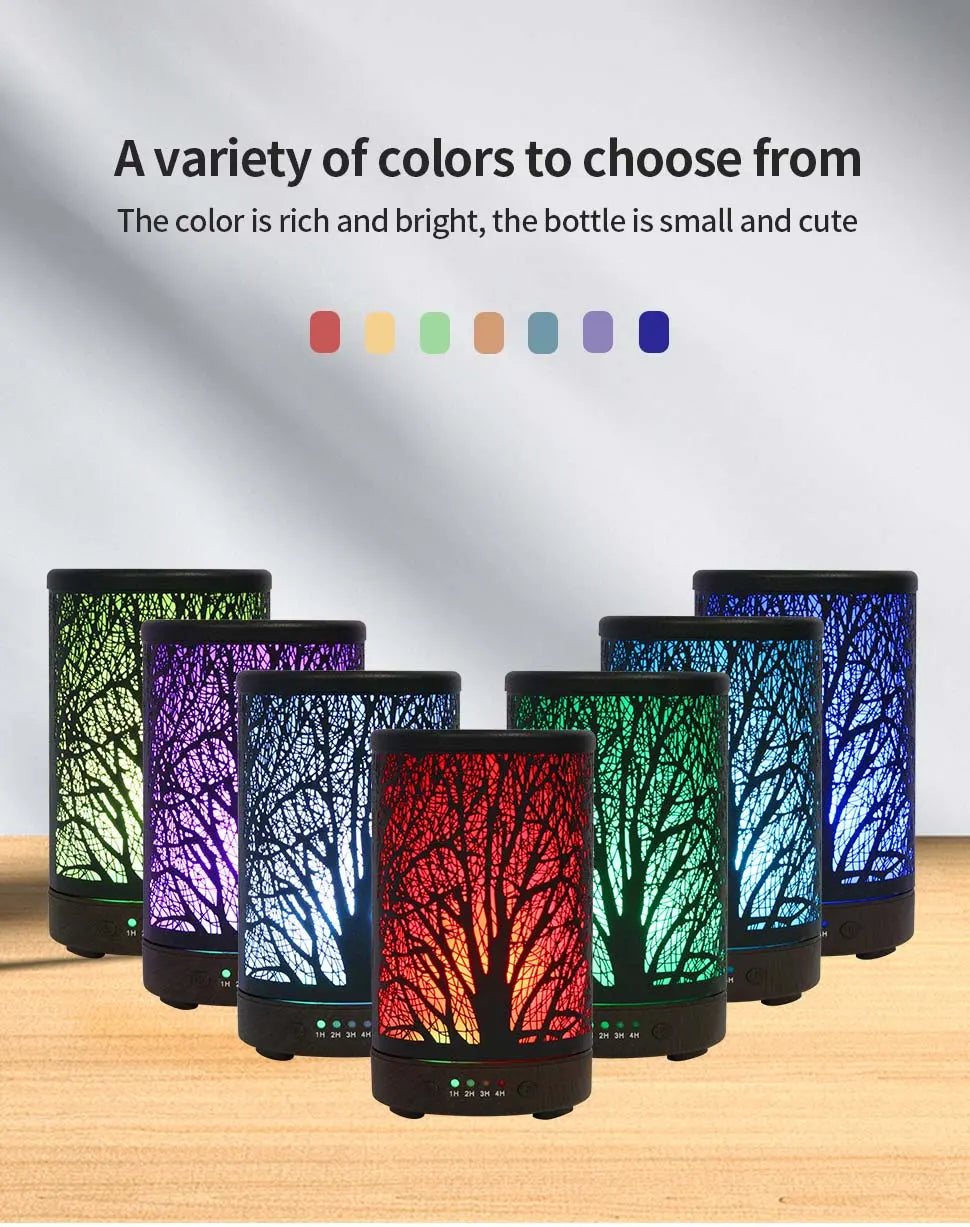 Metal Essential Oil Diffuser，Aromatherapy Diffuser 7 Colors Changed Ultrasonic Diffuser Air Led Diffuser Infuser Oil Machine Essential Oils for Diffusers for Home Large Room Office