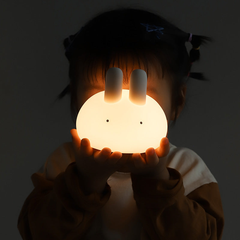 Night Light for Kids, Cute Squishy Bunny Bedside Lamp, Kawaii Animals Silicon Light Up for Boys and Girls, LED Decor Nightlight for Toddler Bedroom and Kid Room.