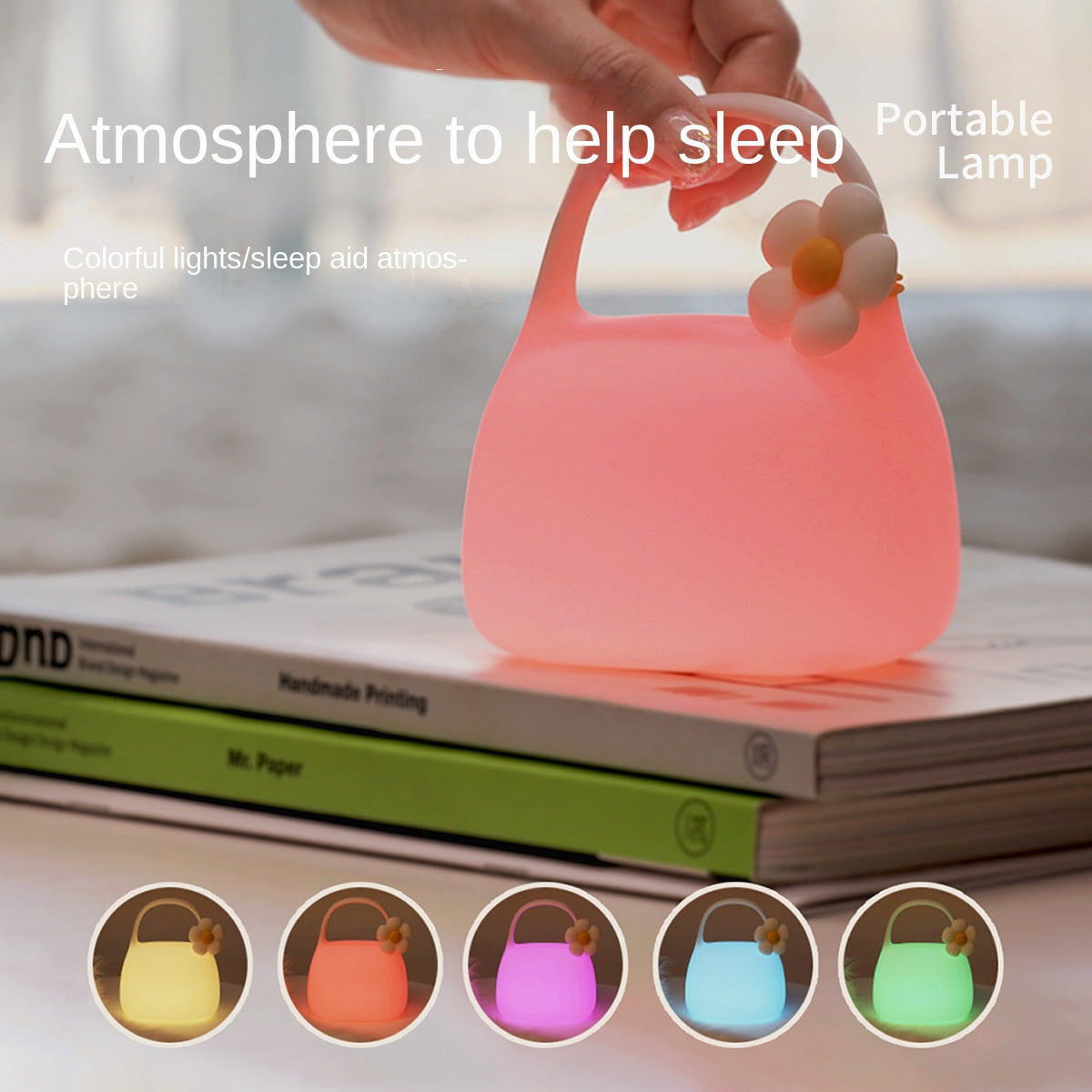 Night Light Bag Portable Lamp Silicone Night Light Bedside Desktop Ornaments Soft Light Timer Companion Sleep Light Patting Lamp for Bedroom Bedside Living Room