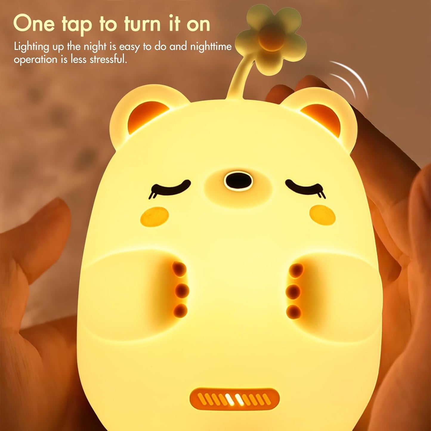 xinruizhi Night Light Cute Baby Lights, Nursery Breastfeeding Light for Babyroom, USB Touch Silicone Bear Bedside Lamp for Kids, 2 Color Temperature and 4 Brightness Levels