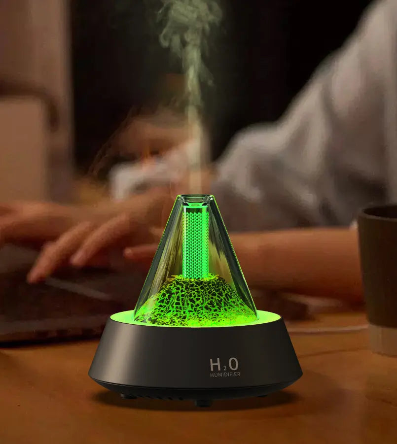 Air Humidifier Essential Oil Diffuser, Colorful Portable Aroma Diffuser, USB Charging, 80ml Small Cool Mist Humidifier, Power-off Protection, Creative Volcano Mist Humidifier for Bedroom(White)