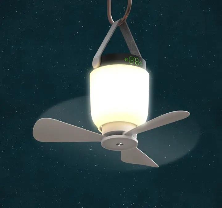 8000mAh Rechargeable Ceiling Fan with LED Light Detachable Remote Control Fan Outdoor Camping Portable Ceiling Fan