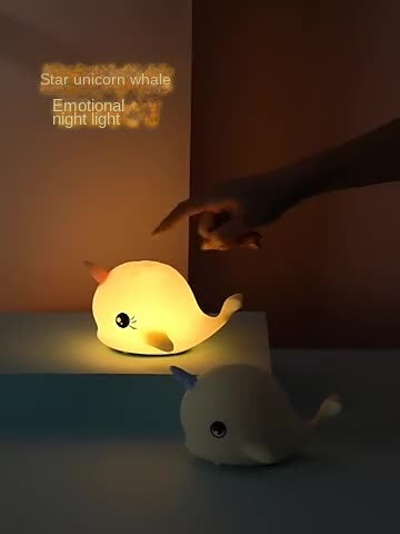 Led-nachtlampje voor kinderen, babynachtlampje, dimbaar met 7 kleurveranderingen en timer, oplaadbaar borstvoedingslicht, dimbaar, touch-nachtlampje voor kinderkamer (walvis)