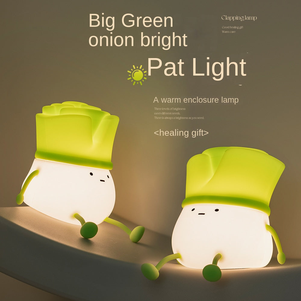 Chives Silicone Pat Light USB Charging Mood Light with Touch Control, Green