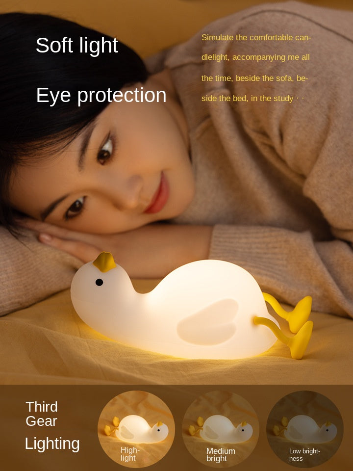Cute Duck Night Light, LED Squishy Duck Lamp, Silicone Dimmable Nursery Nightlight, Rechargeable Bedside Touch Lamp, Recordable Repeatable Voice Funny Phone Holder, Gifts for Boys Girls