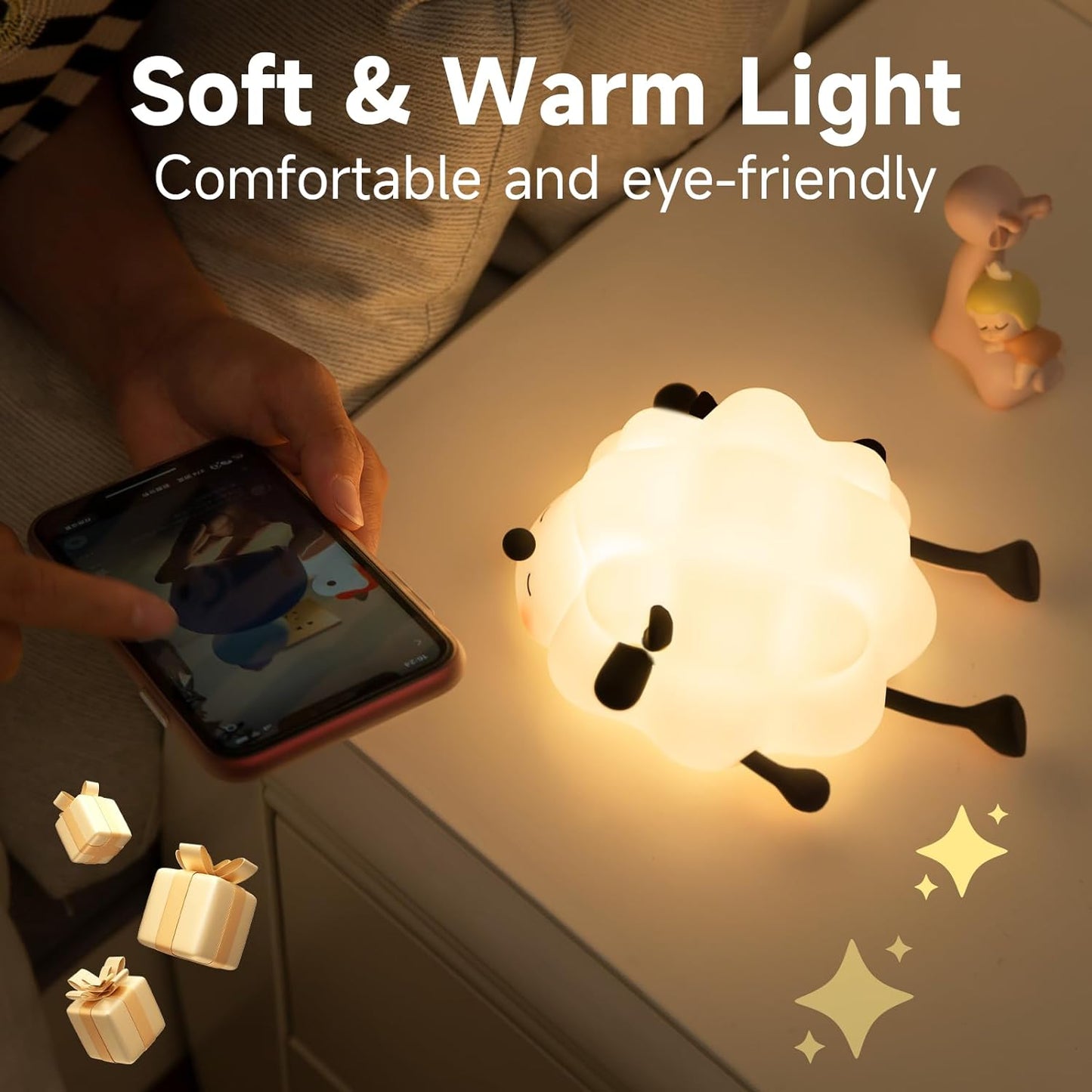 Children's rechargeable LED night light, 3-level dimmable baby room night light, food-grade silicone soft light, perfect bedside touch light with 30-minute timer, suitable for breastfeeding, infants and baby decoration