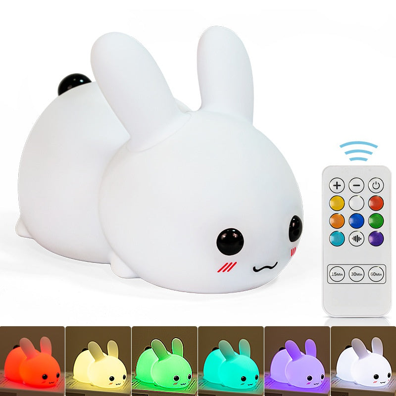 Silicone Night Light - Cute Bunny Lights for Kids Bedroom Baby Nursery, Girls or Boys -Portable USB Rechargeable Soft LED Lamp with Sensitive Touch Control - Snow White Bunny Lamp