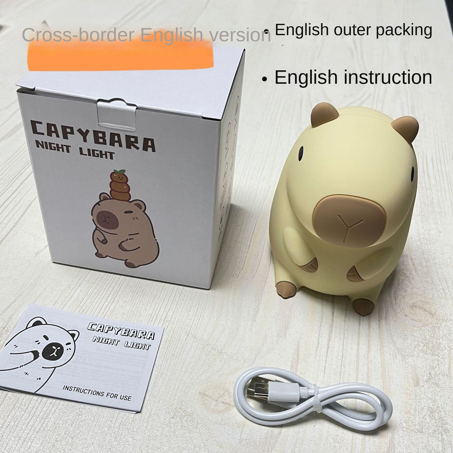 Capybara Night Light Cute Animal Silicone Nursery Night Light Rechargeable Table Lamp Bedside Lamp with Touch Sensor for Bedrooms Living Room