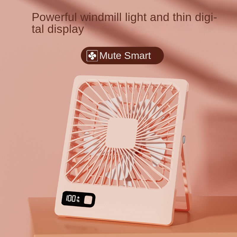 Desktop Mini Fan with Digital Display, Super Silent for Office Foldable Portable Personal Handheld USB Rechargeable Type