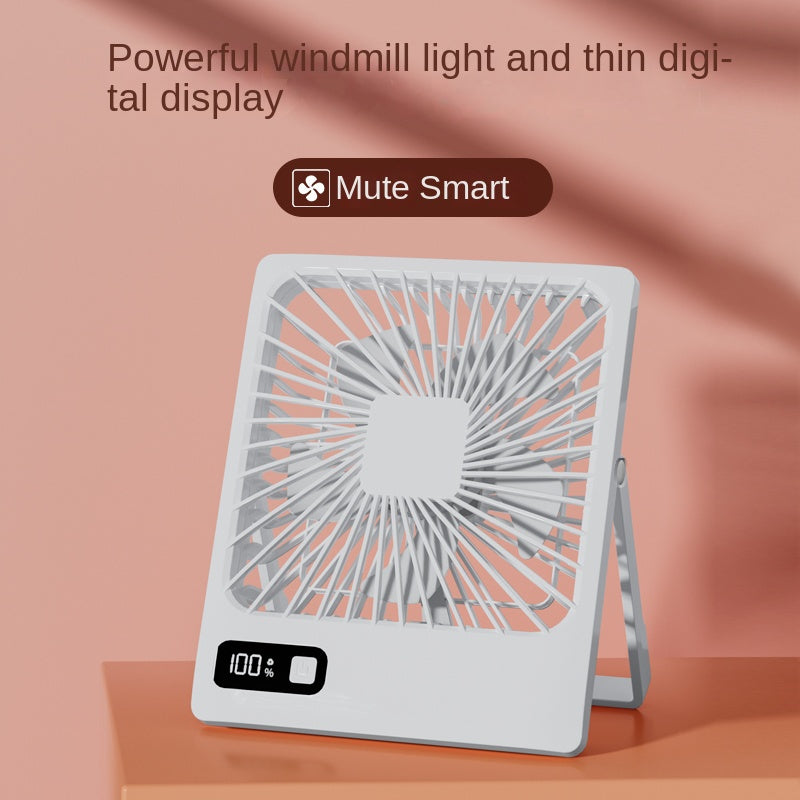 Desktop Mini Fan with Digital Display, Super Silent for Office Foldable Portable Personal Handheld USB Rechargeable Type