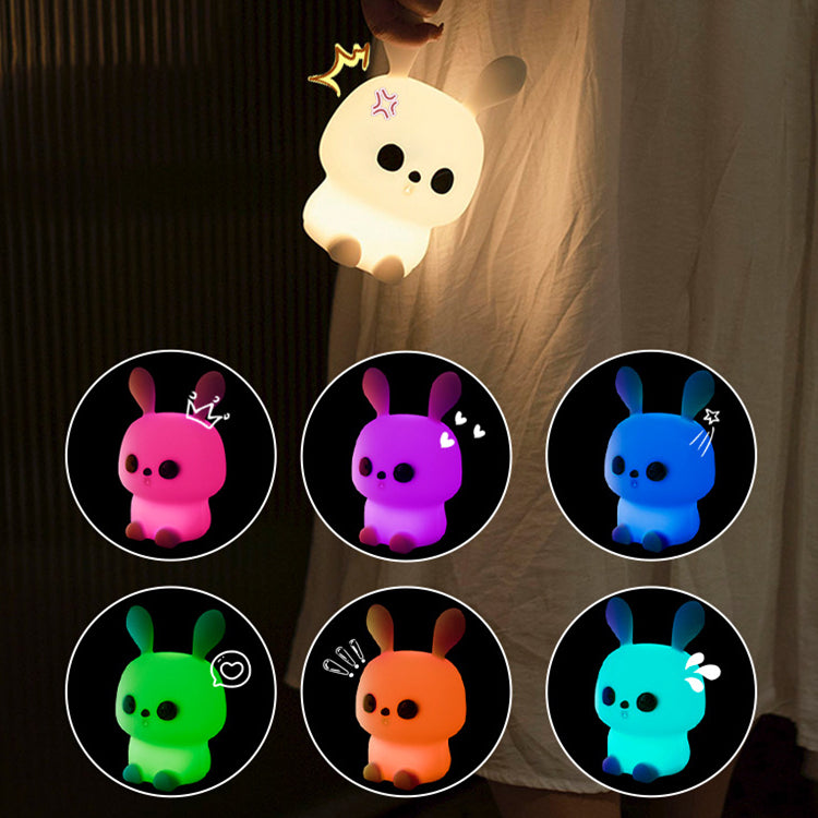 Rabbit night light, children's bedroom light, 7 colors, variable intensity, with touch sensor, Rabbit Night light, children's silicone night light, children's bedroom, Sa