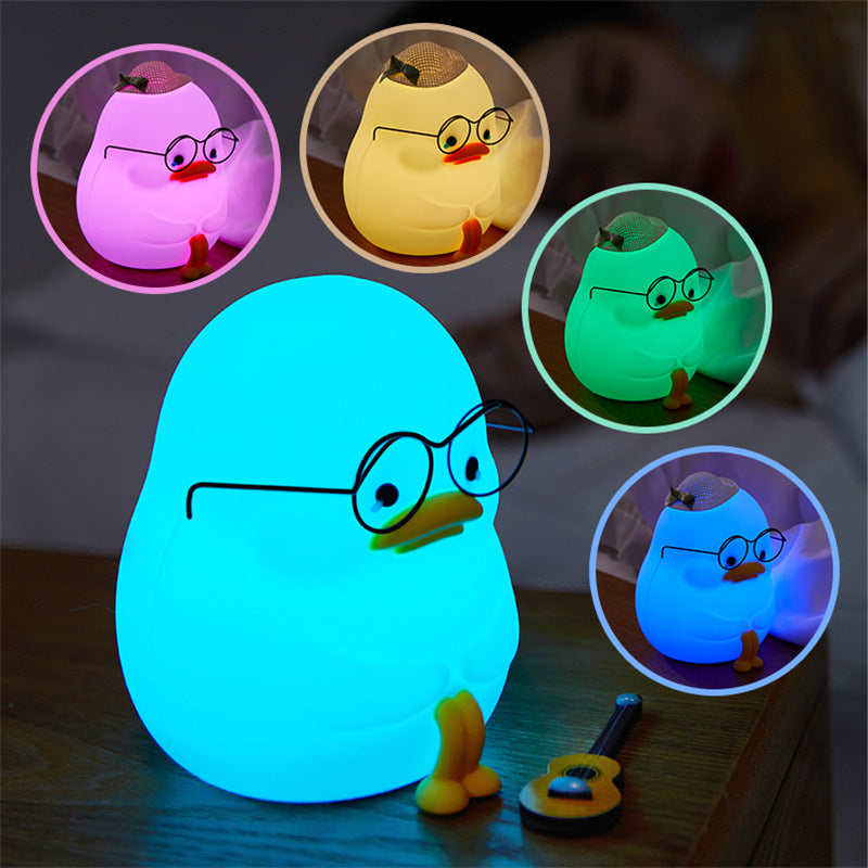 Night Light for Kids - Emo Duck Premium Silicone Lamp, Cute and Dimmable Nightlight for Soothing Bedtime Ambience, Multiple Nightlights