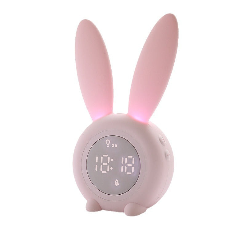 XRZ-N003 Cute Rabbit Digital Alarm Clock for Kids & Students – Multi-Function Desk Clock with Snooze, Night Light, Timer & Voice Control