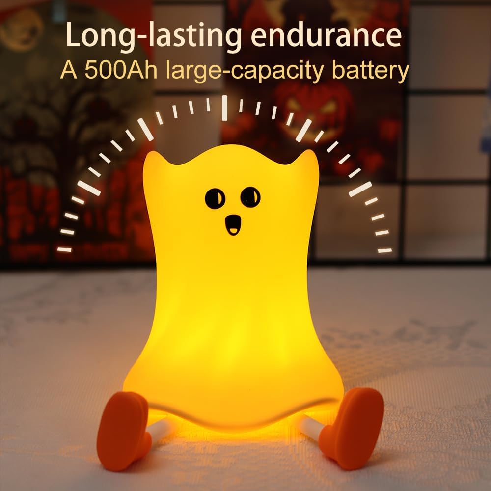 Xmas Ghost Night Light - LED Nursery & Bedroom Decor, Rechargeable Silicone Cute Light
