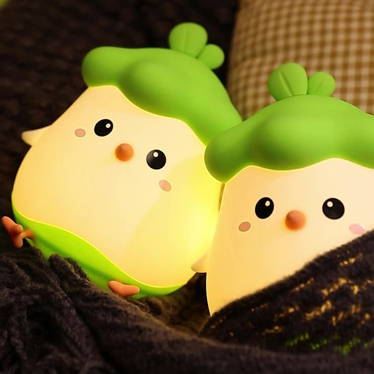 Night Light for Kids,Cute Vegetable Chicken Night Lights,USB Rechargeable Kids Lamp,Timing Function,Cute Room Decor,Baby Night Light for Boys Girls Childrens Students Gift (Green)