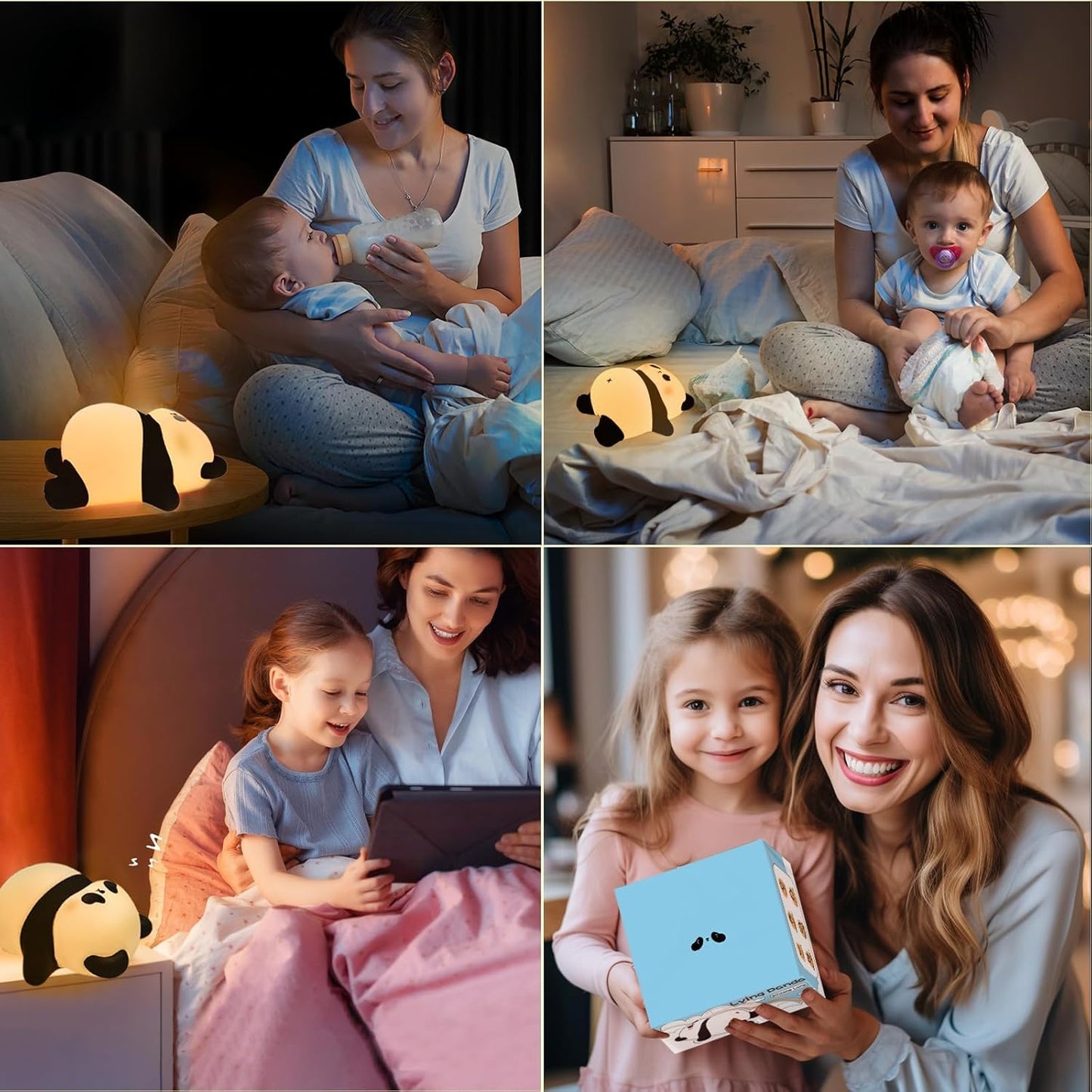 Rechargeable Cute Panda Night Light 3 Level Dimmable Nursery Nightlight with Timer Silicone Light Cute Animal Night Lamp for Breastfeeding Toddler Baby Kids Decor Squishy Lamps Girls Panda Gifts