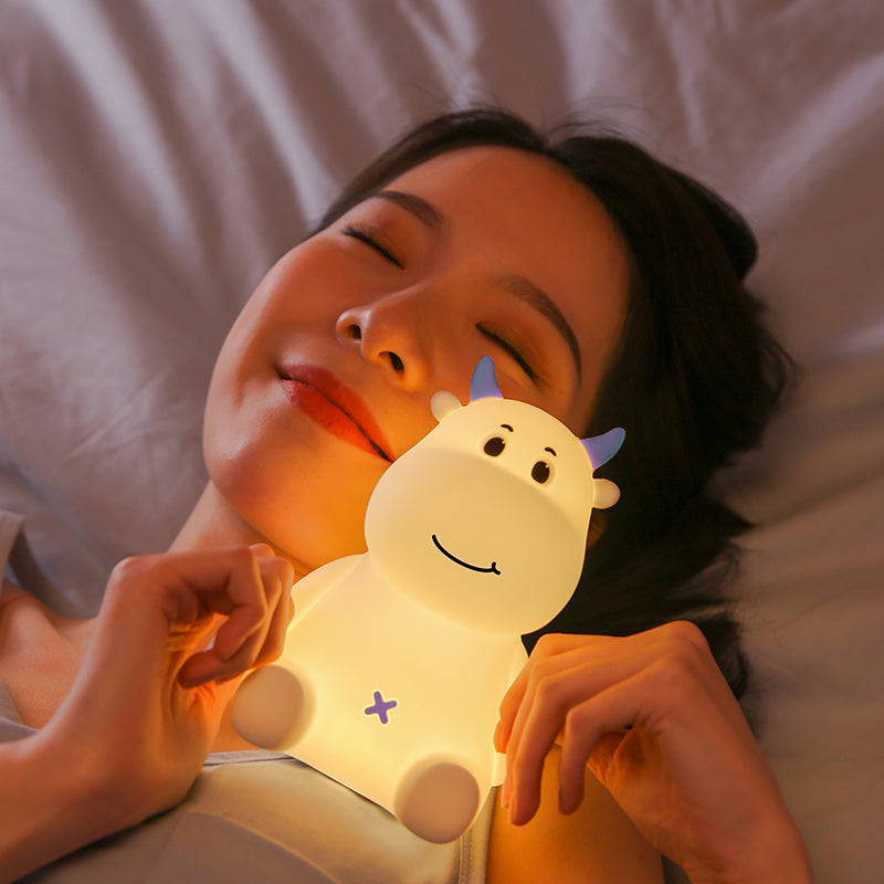 Cute Cow Night Light for Kids, Soft Silicone Nursery Lamp, 7 Color Changing Nightlight with Touch, Baby LED Lamp Toys Gifts for Girls/Boys