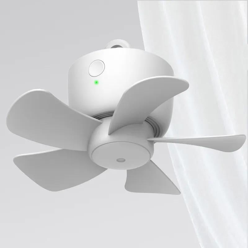 USB Rechargeable Small Ceiling Fan with Wireless Remote Control Outdoor Camping Dormitory Long Battery Life High Wind Power Mini Ceiling Fan