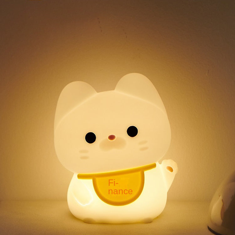 Lucky Cat Light, Kawaii Silicone with Rechargeable for Fortune Money and Good Luck Touch Sensor Night Lamp for Room Table, Cute Cat Lamp Gifts for Women Teen Girls Girlfriend Wife Friends