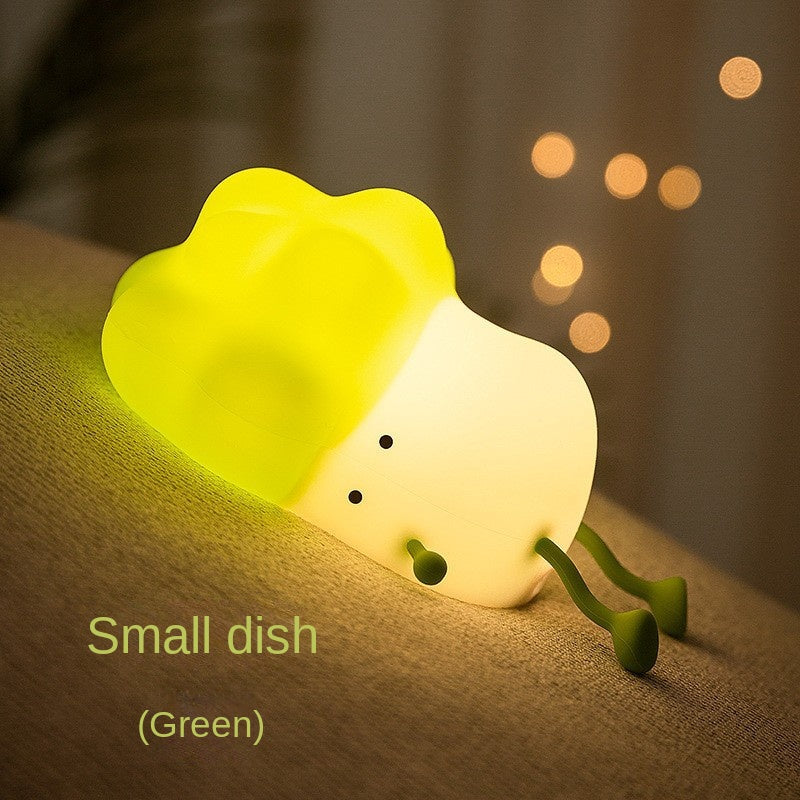 Cute Lying Cabbage Night Light, LED Squishy Dimmable Silicone Nursery Nightlight, Rechargeable Bedside Touch Lamp, Kawaii Room Decor for Kids Bedroom, Cute Gifts for Women Teen Girls Baby