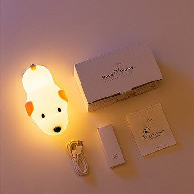 HAPPYBAG Kids Night Light,Cute Soft Silicone Dog Lamp Dimmable Nursery Portable Puppy Kawaii Lamps,Bedside Lamp for Baby and Toddler,Boy Girls