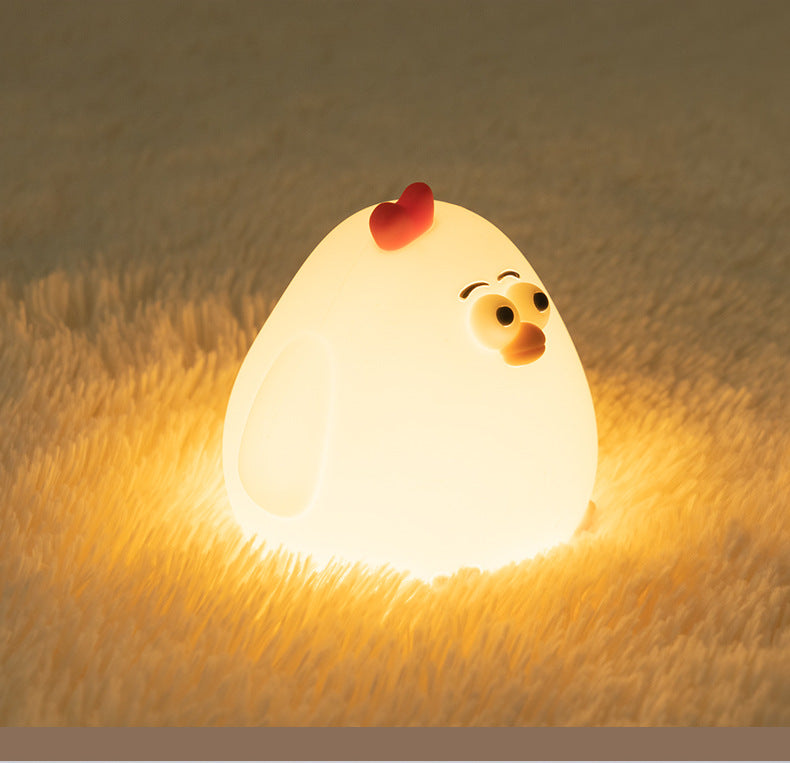 Night Light for Kids, Cute Silicone Nursery Chicken Lamp for Baby and Toddler,Animals NightLight for Boys and Girls,Squishy Night Lamp for Bedroom,Kawaii Bedside Lamp for Kids Room