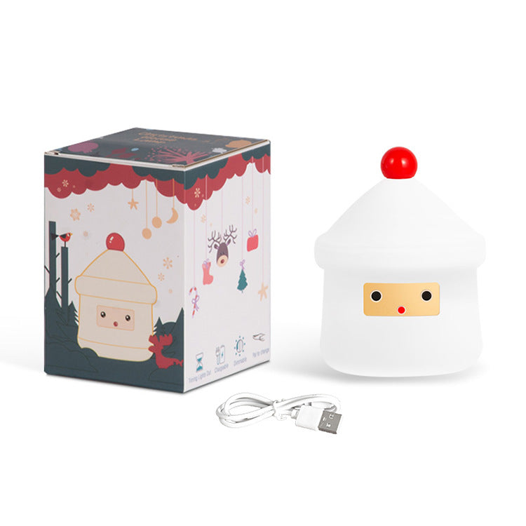 Cute Night Light - Santa Lamp USB Rechargeable,Silicone Tap Light Christmas Themed, Toddler Kids Night Lights for Bedroom Christmas Birthday