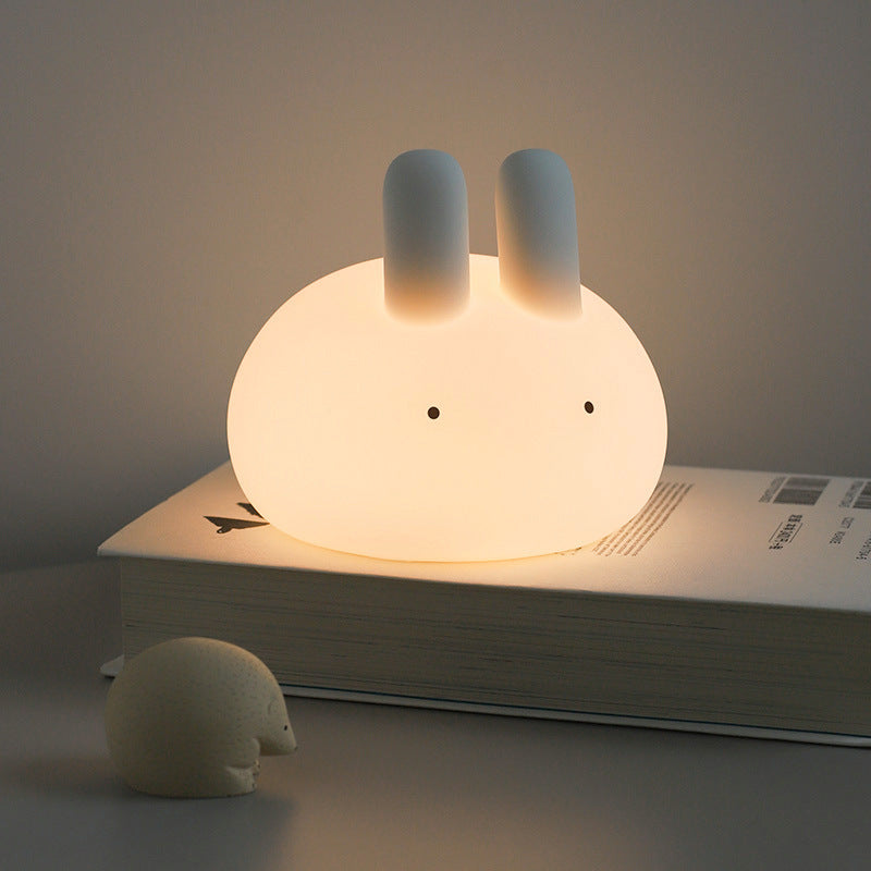 Night Light for Kids, Cute Squishy Bunny Bedside Lamp, Kawaii Animals Silicon Light Up for Boys and Girls, LED Decor Nightlight for Toddler Bedroom and Kid Room.