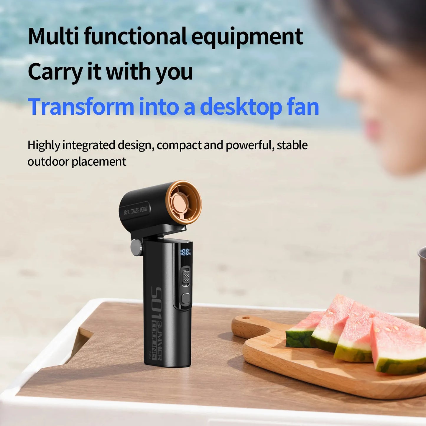 2025 Mini Handheld Rechargeable Fan Brushless Motor with Li-ion Battery Adjustable Angle Blowing Handheld Fan
