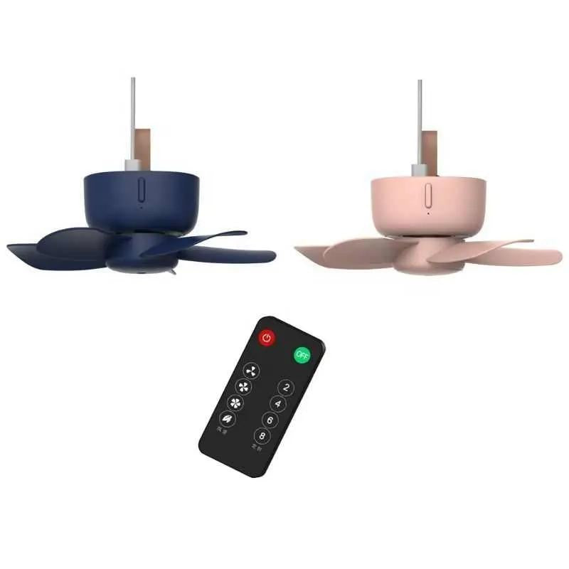 USB Remote Control 4-Speed Ceiling Fan for Tent Bed Camping Outdoor and Home