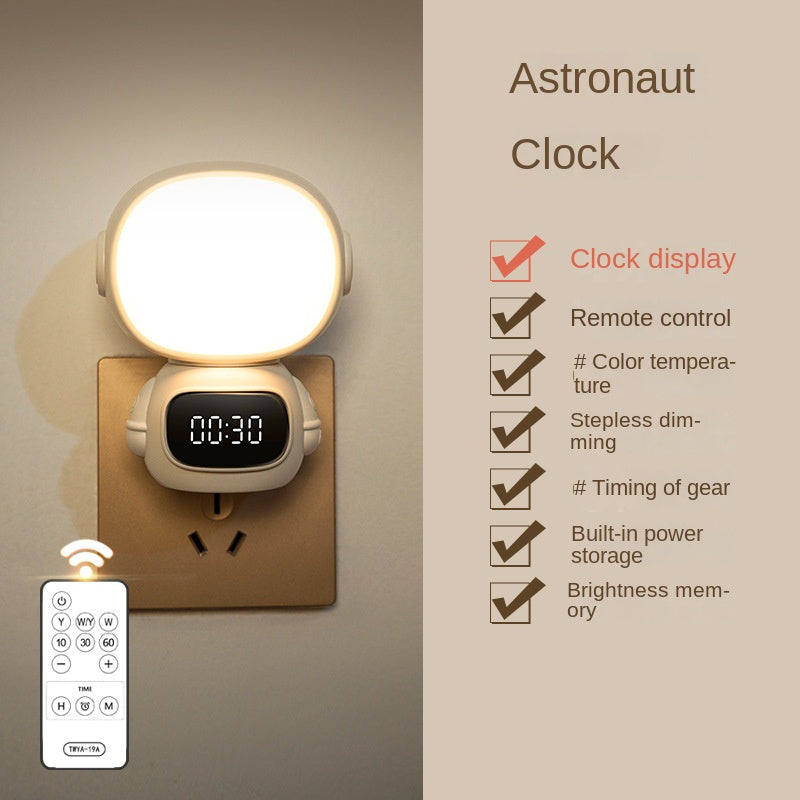 Pasoar LED de enchufe de la luz nocturna con reloj y control remoto, blanco enchufe regulable en la luz de la noche, con temporizy 3 colores claros, la luz de la batería de brillo