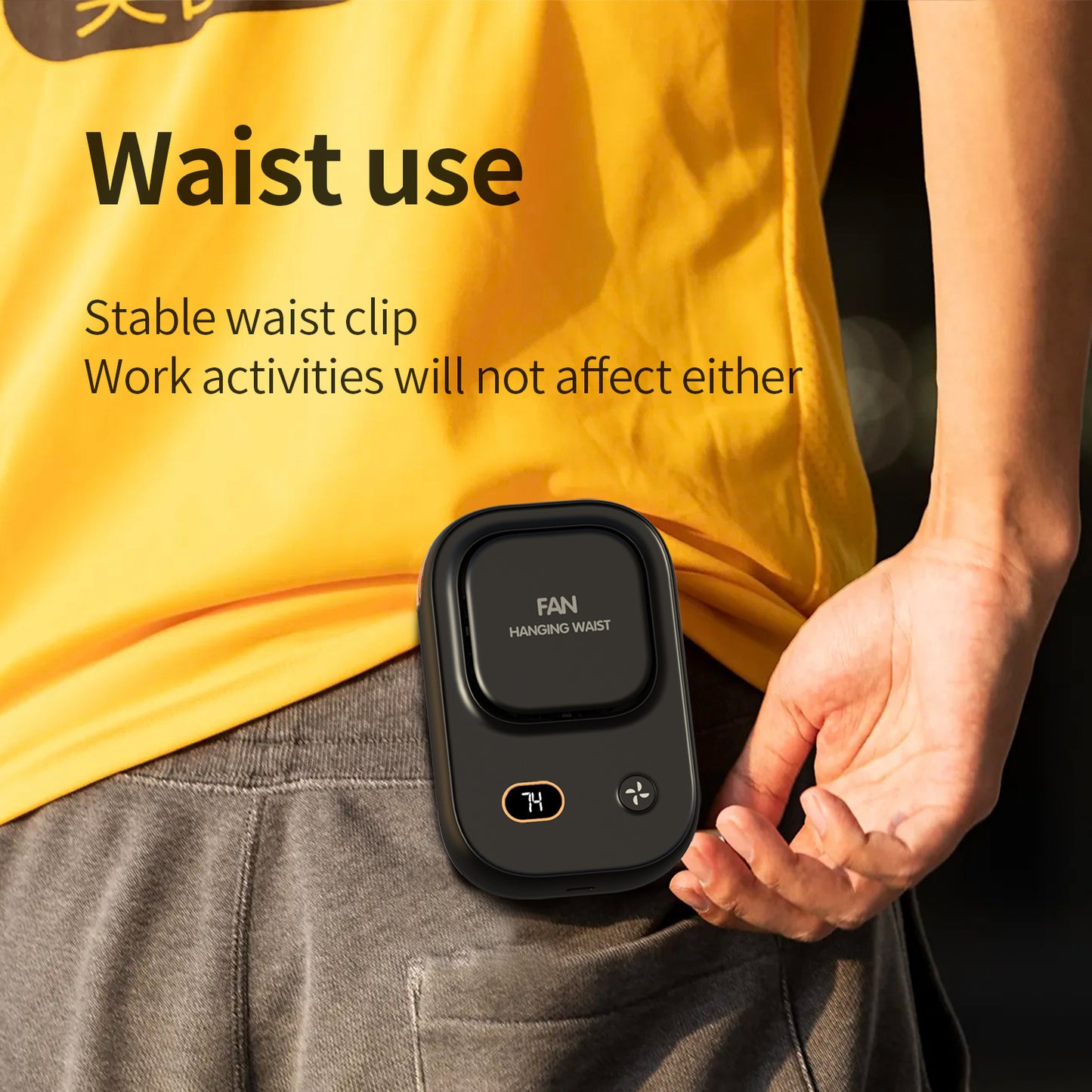 Portable Waist Clip Fan Wearable Belt Fan 2000mAh Battery Powered Rechargeable Body Fan for Outdoor Works Farm Hiking Camping