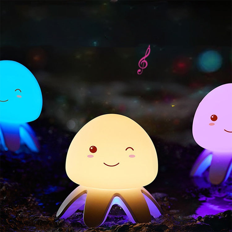 Night Light for Kids, Cute Jellyfish Color Changing Rechargeable Silicone Nursery Night Lights with Remote and 5 Sleeping White Noise, Dimmable Tap Control Night Light for Baby Children Kids