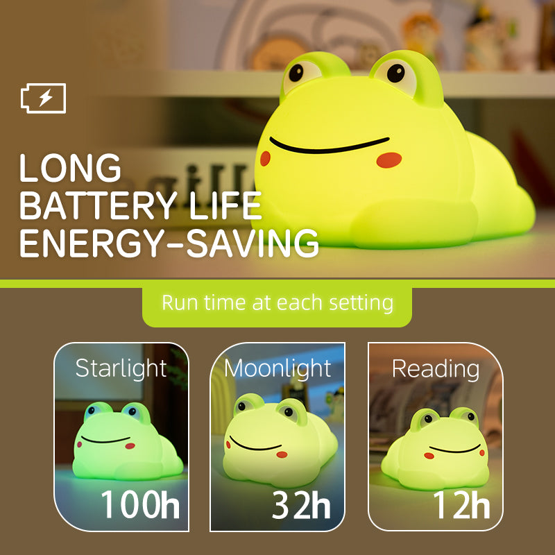 Cute Frog Silicone Night Light – Rechargeable Touch Sensor Lamp with Music & RGB Modes, Kids Nursery & Bedroom Decor