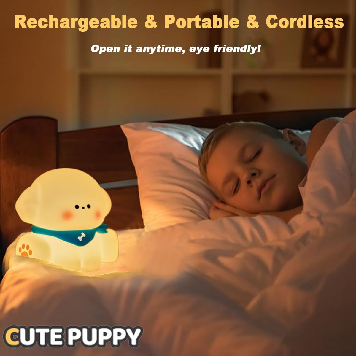 Dog Lamp, Cute Puppy Night Light for Kids, Dimmable Nursery Puppy Lamps, Silicone Fruit Bedside Lamp for Baby and Toddler