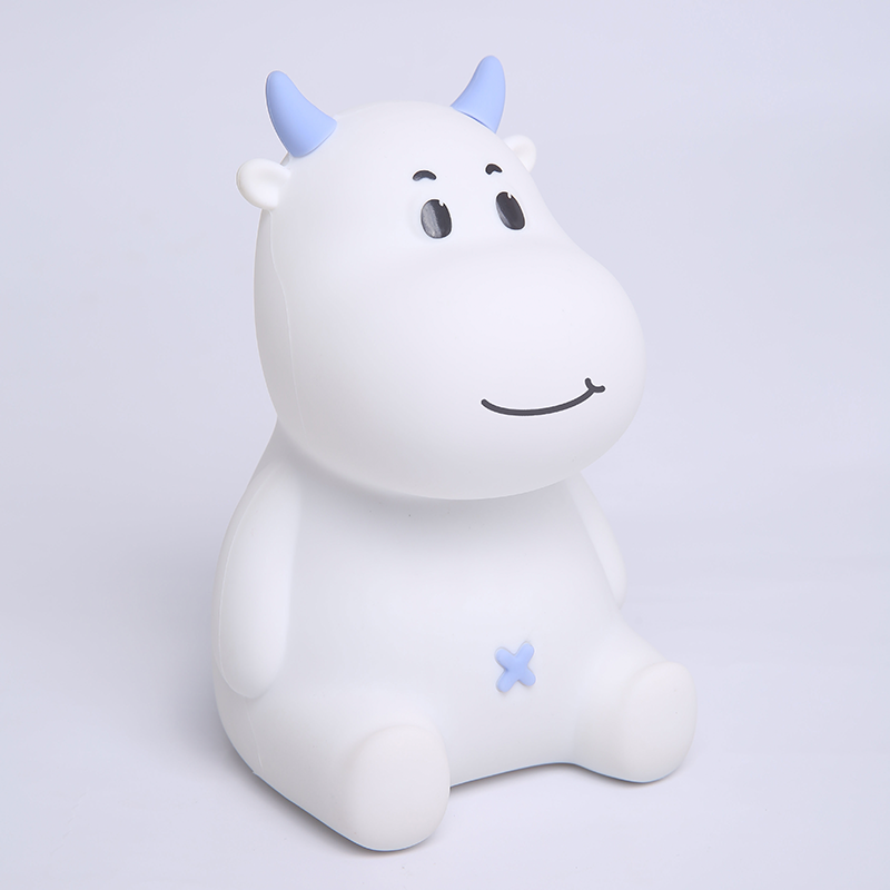 Cute Cow Night Light for Kids, Soft Silicone Nursery Lamp, 7 Color Changing Nightlight with Touch, Baby LED Lamp Toys Gifts for Girls/Boys