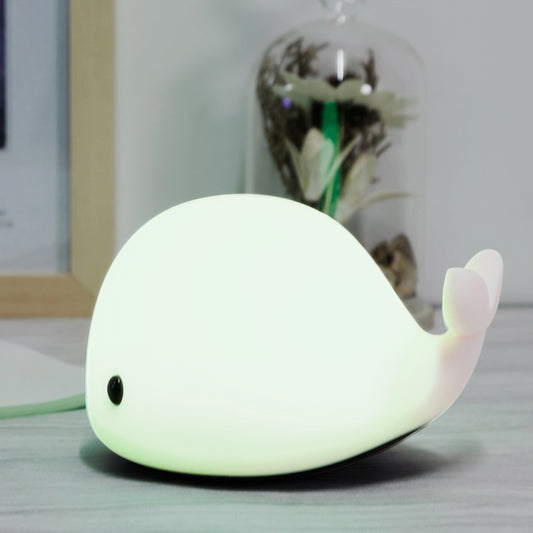 Cute Whale Night Light for Kids,Kawaii Baby with 7 LED Colors Changing,Tap Control Nursery Squishy Lamp,USB Rechargeable,Birthday Gifts Baby,Girls,Boys,Toddler,Children-OURRY